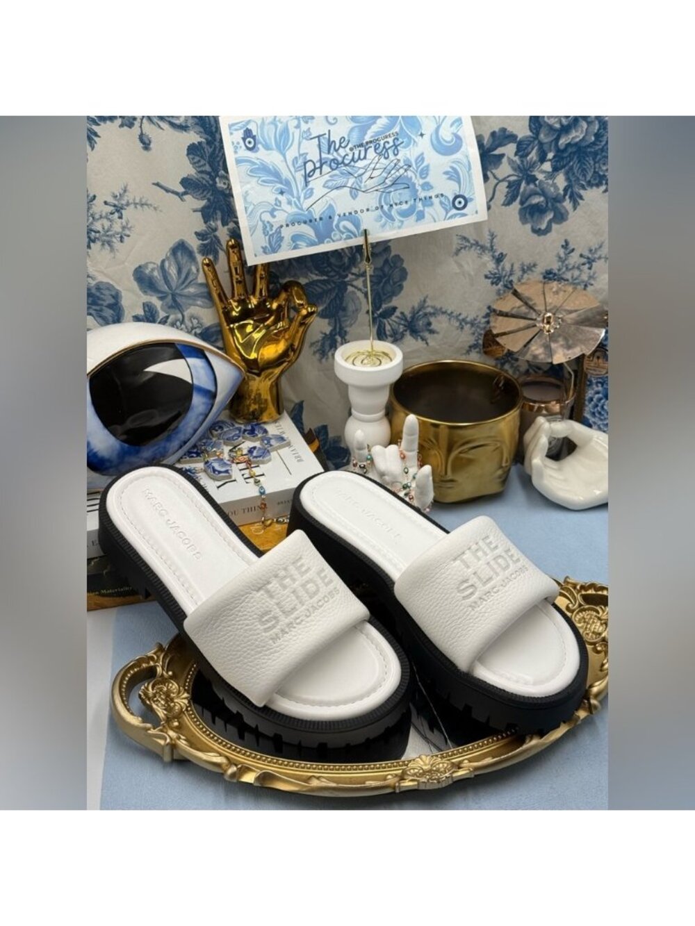 🆕 MARC JACOBS 🧿 NWOB The Lug Sole Slide Sandal, White Leather - Sz 38 US 8 - Picture 2 of 12